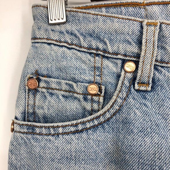 One Teaspoon Hendrixe Light Vintage Wash Bandit Rolled Cuff Denim Shorts XXS - Picture 13 of 16